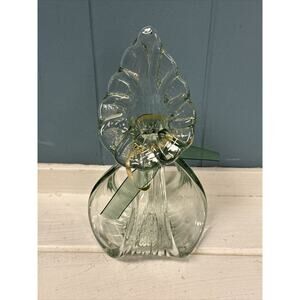 Handblown Iris Calla Lilly Clear Green Glass 7”‎ Votive Candleholder
